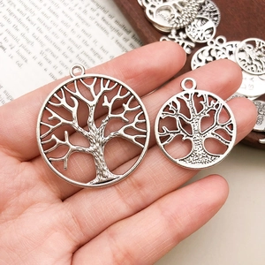 Pendentifs Arbre de Vie en argent antique de deux tailles pour bijoux DIY