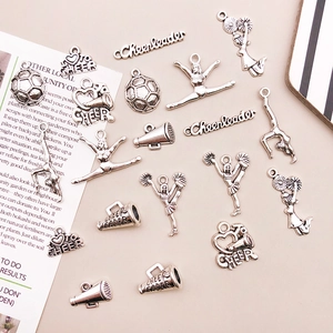 Lot de breloques de pom-pom girl en alliage argenté vintage pour bijoux et porte-clés DIY