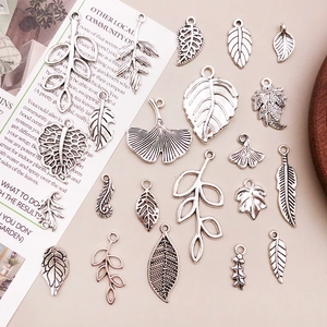 Vintage Legierung Ginkgo Blatt Feder Anhänger Für DIY Schmuckherstellung Altsilber Hohl Baum Blatt Charms Für Halsketten Armbänder
