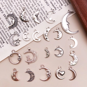 Antiksilber Legierung Mond Stern Charms Mischformen Für DIY Schmuckherstellung Hohl Gesicht Katze Anhänger Galvanisierte Accessoires