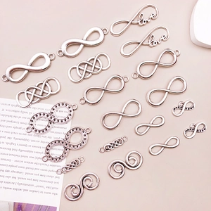 Variety of silver infinity symbol charms with love details for DIY jewelry making