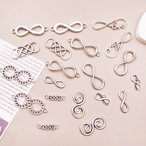 Vintage silver infinity symbol connectors and love charms for DIY jewelry making
