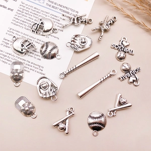 Antiksilberne Baseball-Legierungsanhänger-Set für DIY-Schmuckherstellung Anhänger