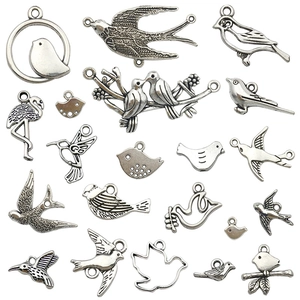 Set de dijes de aves en aleación de plata para creación de joyas y manualidades DIY