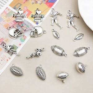 Set aus 14 Vintage-Silber-Rugby-Anhängern für DIY-Schmuck und Armbänder aus Legierung
