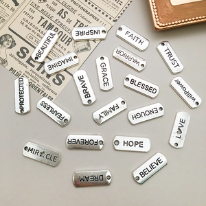20er Set Vintage Silber Anhänger mit Motivationssprüchen für DIY Halsketten und Schmuck