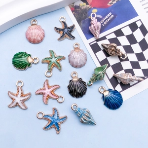 Colorful sea star and shell enamel charms set for DIY jewelry making and crafts