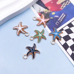 Colorful enamel starfish charms with gold edges for DIY jewelry making and bracelets