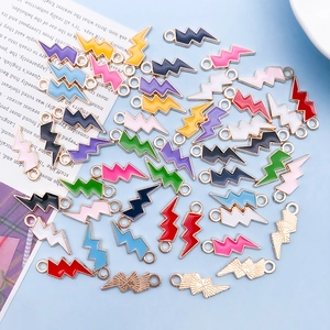 Colorful enamel lightning bolt charms for DIY jewelry making and bracelet accessories