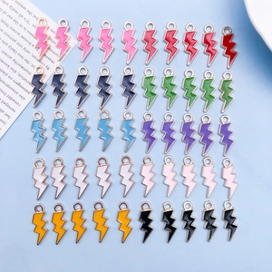 Enamel Alloy Lightning Bolt Pendants Candy Colors For DIY Jewelry Making Bracelet Necklace Accessories For Girls Women