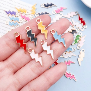 Colorful lightning bolt enamel pendants in candy colors for DIY jewelry making and crafts