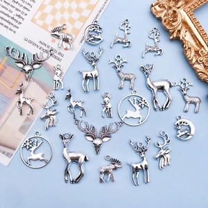 Vintage silver alloy deer charms and reindeer pendants for DIY jewelry and crafts