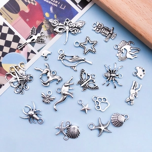 Set di ciondoli animali in lega argento vintage con farfalla e gufo per gioielli DIY