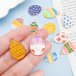 Colorful Easter egg and bunny alloy pendants for DIY necklaces and jewelry making