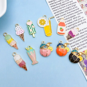 Colorful summer ice cream and fruit drink alloy charms for DIY jewelry making