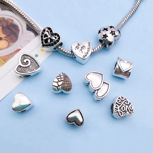 Antique silver heart charms set for DIY necklaces and snake chain bracelets