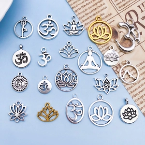 Mixed Zinc Alloy Yoga Lotus Om Symbol Pendants Antique Silver Gold Charms For Handmade DIY Necklace Bracelet Jewelry Making Accessories