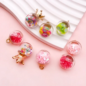 Creative glass bottle charms with colorful fruit slices and star sequins for DIY jewelry
