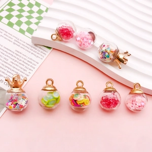 Creative DIY Glass Bottle Pendant Fruit Star Sequins Floating Bottle Charms Jewelry Making Accessory Craft Supplies