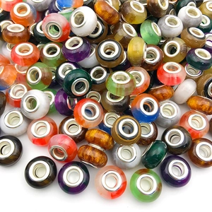 Colorful resin cat eye beads with metal core for DIY bracelets in various vibrant gradients