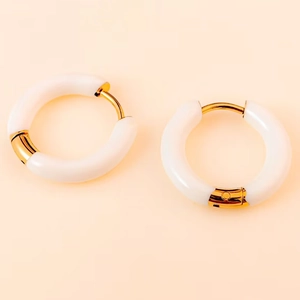 Vintage Stainless Steel Enamel Geometric Round Hoop Earrings Colorful Drip Oil Fashion Minimalist Jewelry For Women Gift