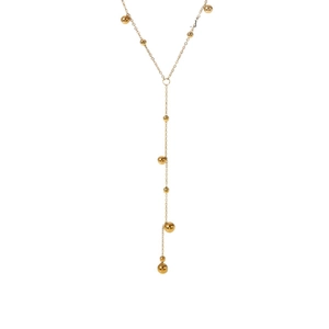 Elegante collana a Y dorata con nappe multi-perle e finitura lucida da donna