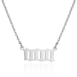 Collana con numero angelico 111 in acciaio inossidabile argento stile gotico vintage