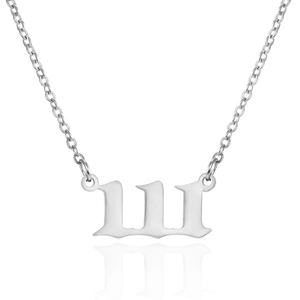 Macro della collana con numero angelico 111 in acciaio inossidabile argento stile gotico
