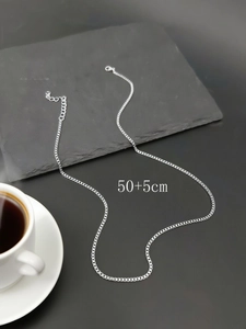 Gepolijste roestvrijstalen box-ketting met karabijnsluiting en verstelbare 50+5cm