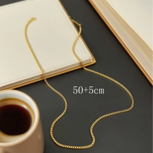 Gouden heren box ketting van roestvrij staal met een verstelbare lengte van 50+5cm