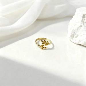 Anillo Ajustable Abierto de Acero Inoxidable Vintage para Mujer Patrón de Hoja Corazón Trébol Chapado en Oro Plata Joyas