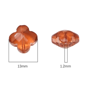 Amber 13mm glass four-leaf clover beads for DIY jewelry with 1.2mm hole size