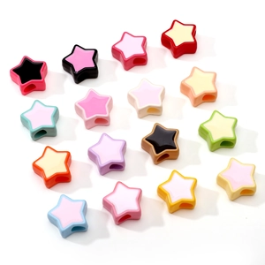 Perles étoiles en acrylique colorées de 16mm avec finition peinture pour bijoux DIY