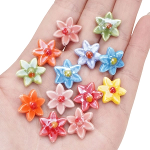 Colorful hexagonal ceramic flower beads for DIY handmade jewelry and necklaces
