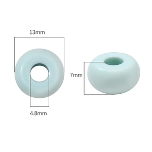 Light blue 13mm acrylic large hole beads for DIY jewelry making with dimensions shown