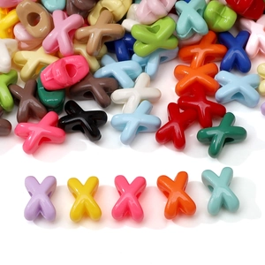 Colorful 8x5mm acrylic X-shaped beads with a glossy finish for DIY jewelry making