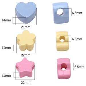 Macaron acrylic flower and heart large hole beads for DIY jewelry making