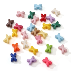 Colorful 8x5mm acrylic X-shaped cross spacer beads for DIY handmade jewelry making