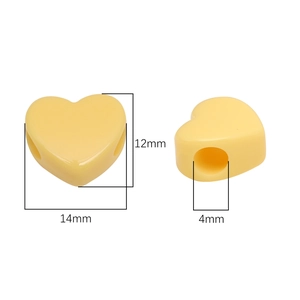 Perle a cuore in acrilico giallo chiaro per gioielli fai da te misura 14x12mm