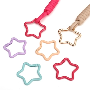 Star-shaped alloy metal snap hooks in colorful finishes for DIY keychains and bag charms