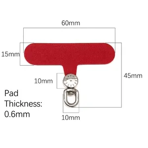 Patch de longe en tissu oxford rouge 60x45mm avec anneau métallique rotatif à 360 degrés