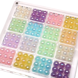 10mm mehrfarbige irisierende UV-Acrylperlen Set für DIY Schmuckherstellung in Box