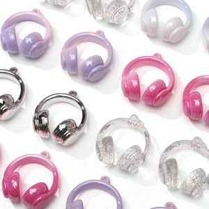 Mini acrylic headphone-shaped pendants for DIY jewelry making in assorted colors