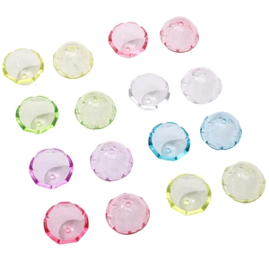 Macro shot of colorful translucent acrylic jellyfish wind chime beads for DIY jewelry making