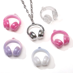 Mini acrylic gradient headphone-shaped DIY charms for necklaces and bracelets accessories