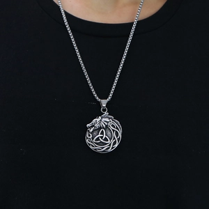 Collar con colgante de dragón celta vikingo vintage con nudo Triquetra para hombre