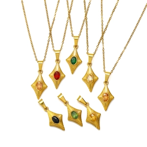 Chic gold-plated diamond necklaces with sunburst diamond-set pendants in various colors