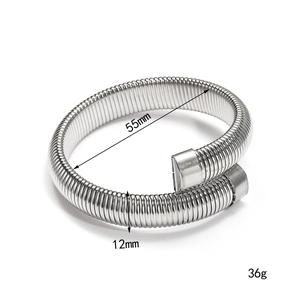 Bracciale a molla in acciaio inossidabile argento con diametro interno di 55 mm