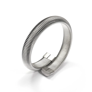 Bracciale a fascia Tubogas flessibile in acciaio inossidabile argento lucido