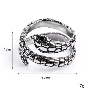 Detail of snake ring scales and dimensions 23mm by 18mm in polished titanium steel